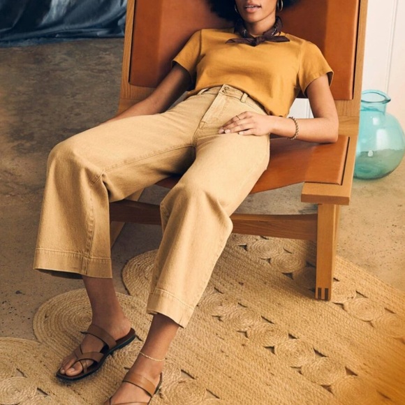 Faherty Harbor Crop Wide Leg Jeans- Sand- Size 30 - Picture 5 of 10